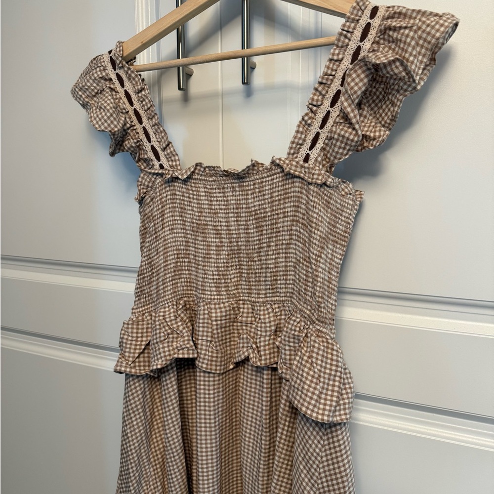 🤎Moon River Gingham Bow Midi Dress, Size M NWT - Picture 6 of 9